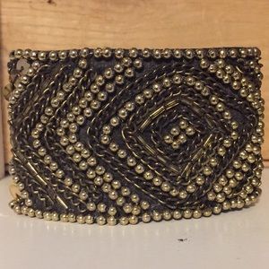 Beaded Faux Leather Wrap Bracelet